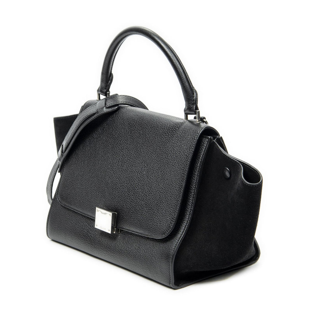 Celine Small Medium Swing Black Grain Calf Skin Leather Shoulder — view 2