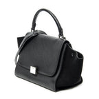 Celine Small Medium Swing Black Grain Calf Skin Leather Shoulder — view 2