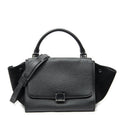 Celine Small Medium Swing Black Grain Calf Skin Leather Shoulder