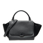 Celine Small Medium Swing Black Grain Calf Skin Leather Shoulder