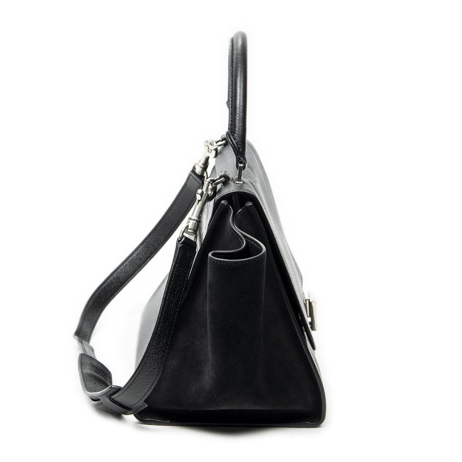 Celine Small Medium Swing Black Grain Calf Skin Leather Shoulder — view 4
