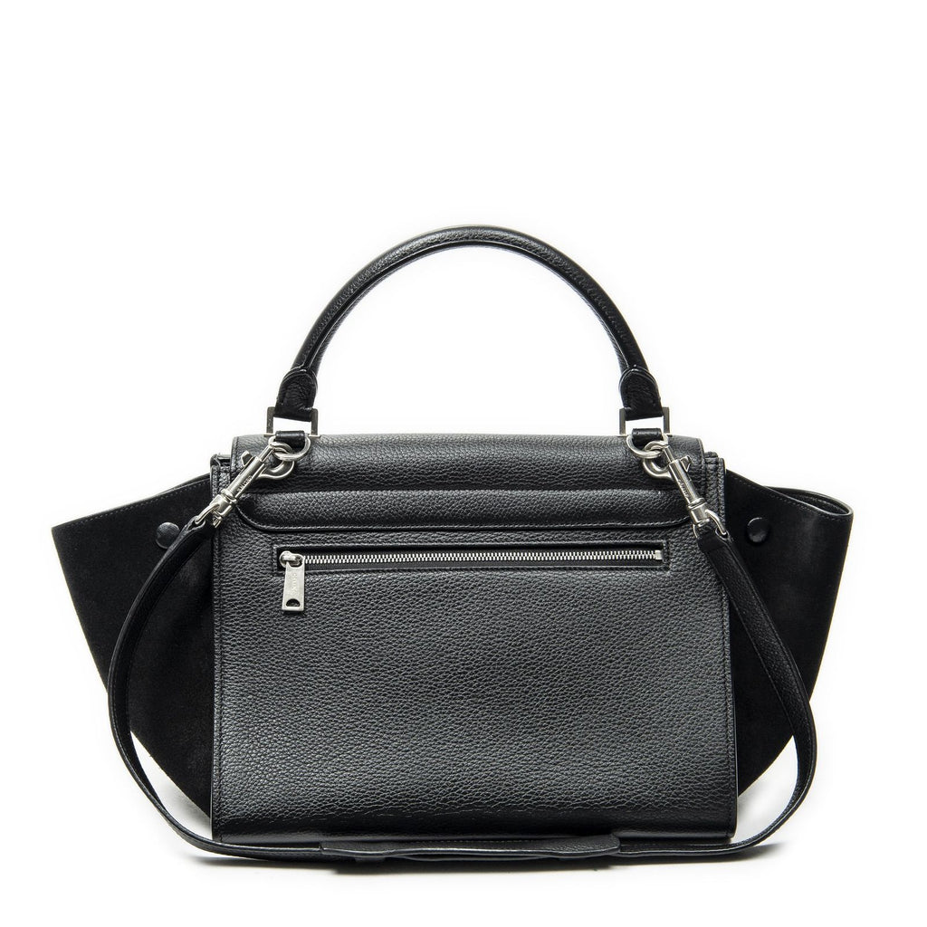Celine Small Medium Swing Black Grain Calf Skin Leather Shoulder — view 5