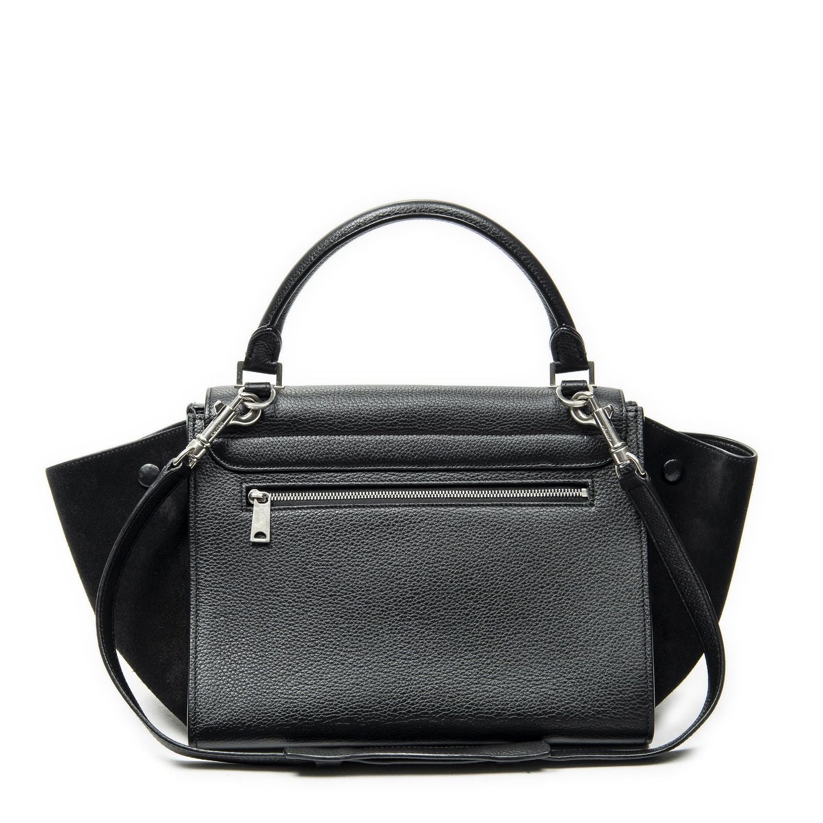 Celine Small Medium Swing Black Grain Calf Skin Leather Shoulder — view 5