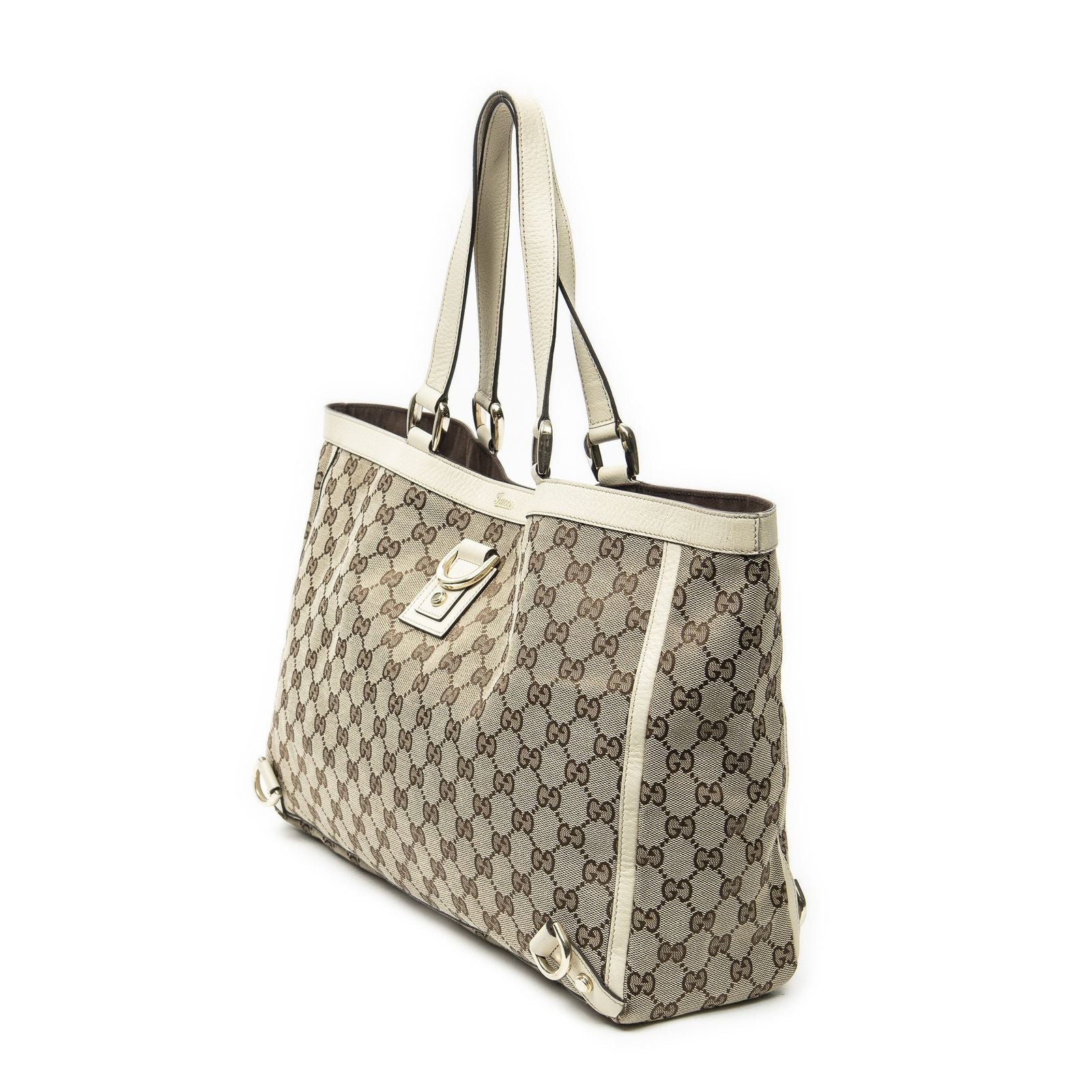Gucci Large Abbey D Ring Tote Beige Ivory GG Canvas — view 2