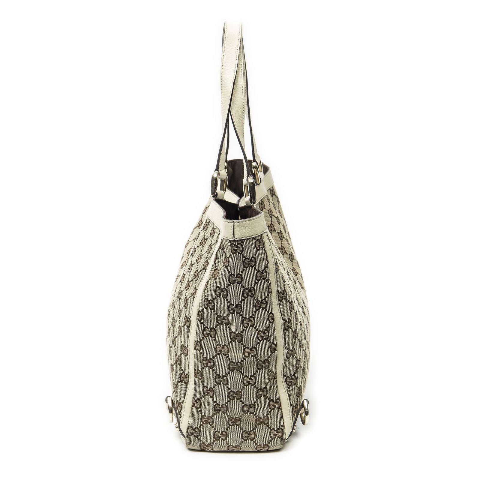 Gucci Large Abbey D Ring Tote Beige Ivory GG Canvas — view 3