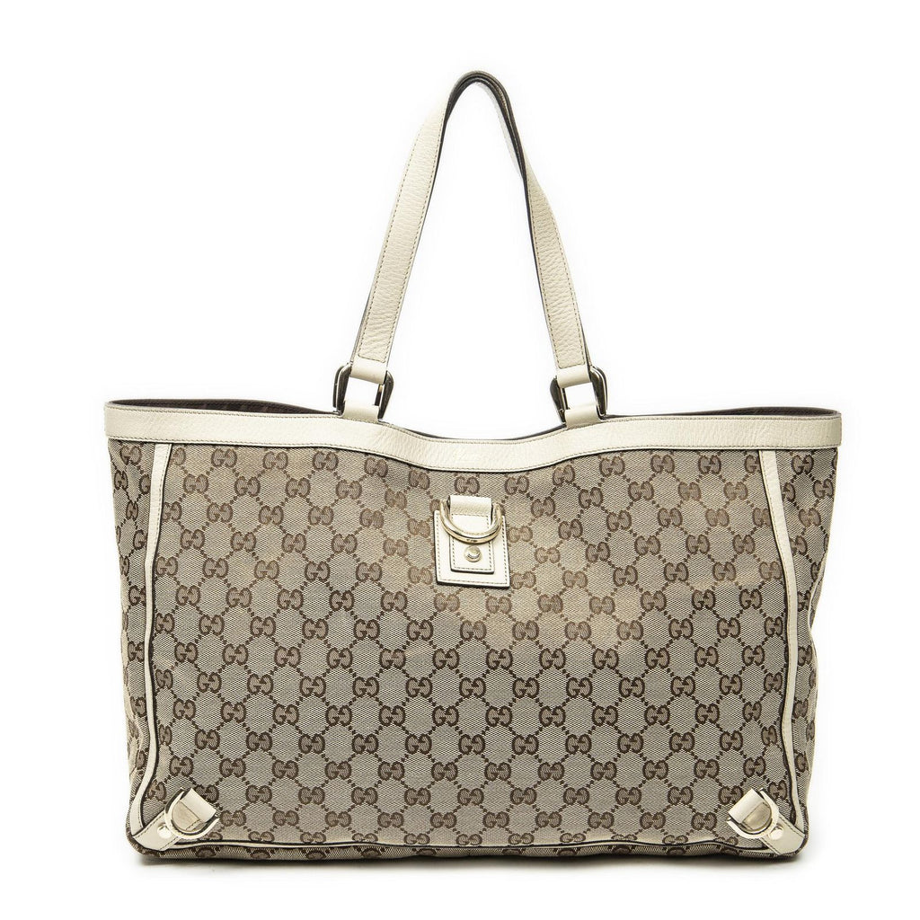 Gucci Large Abbey D Ring Tote Beige Ivory GG Canvas