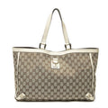 Gucci Large Abbey D Ring Tote Beige Ivory GG Canvas