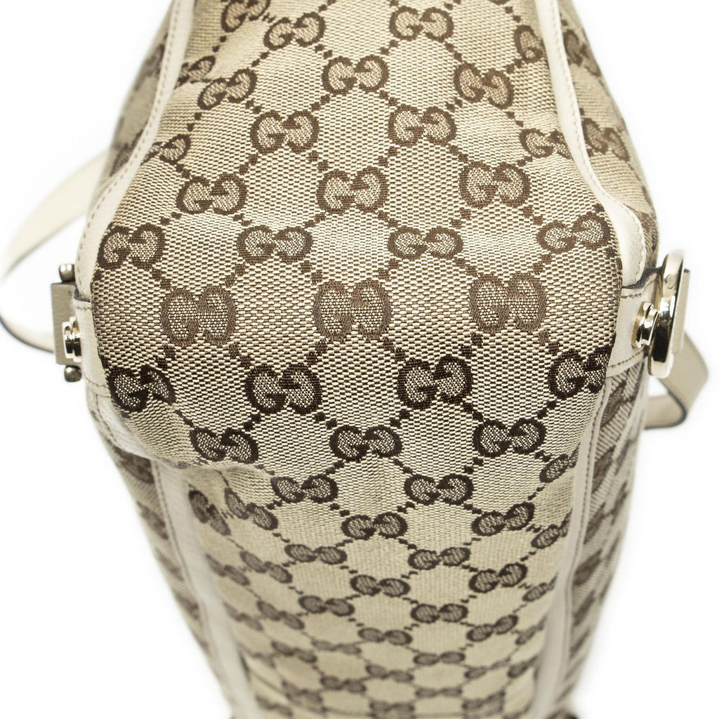 Gucci Large Abbey D Ring Tote Beige Ivory GG Canvas — view 8