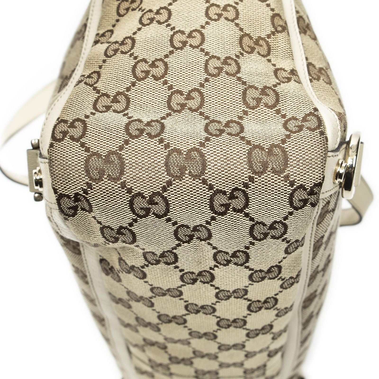 Gucci Large Abbey D Ring Tote Beige Ivory GG Canvas — view 8