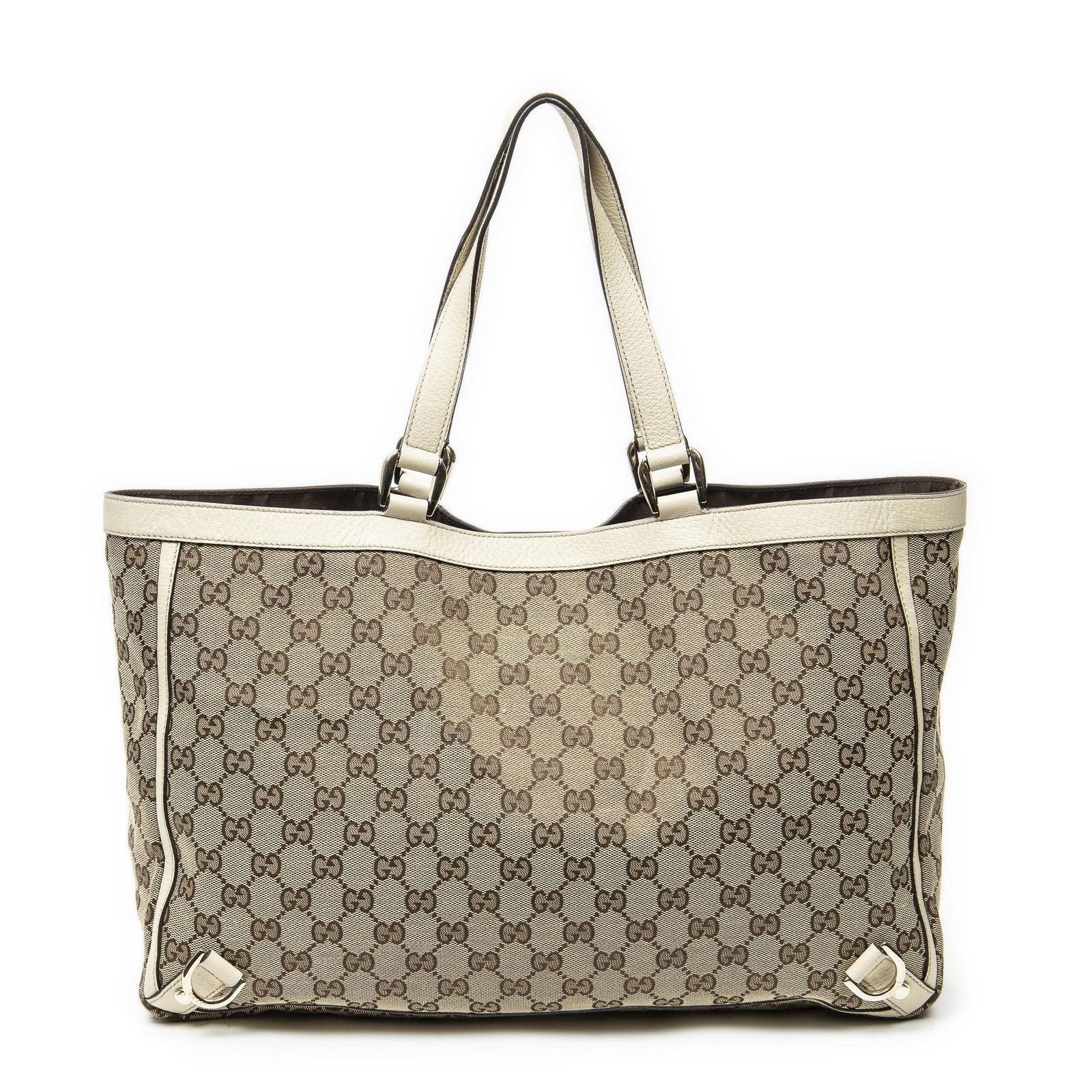 Gucci Large Abbey D Ring Tote Beige Ivory GG Canvas — view 5