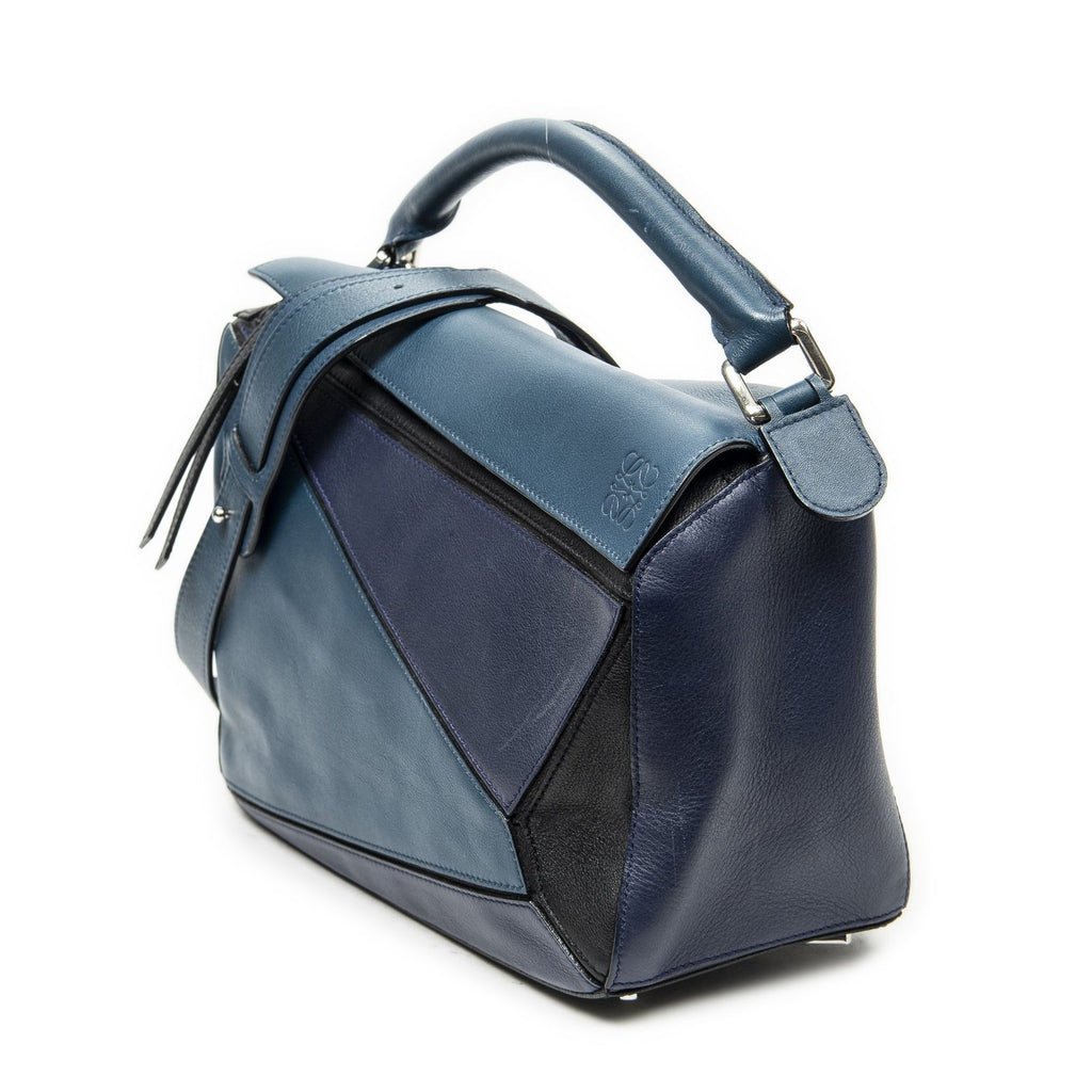 Loewe Puzzle Bag Blue Black Calfskin Leather — view 2