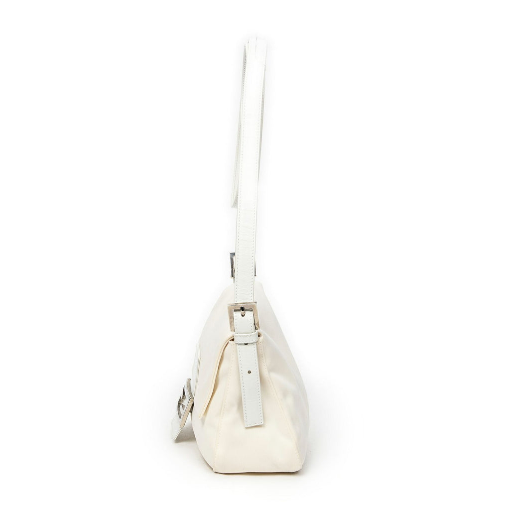 Fendi Flap Cross Ivory White Canvas Crossbody — view 3