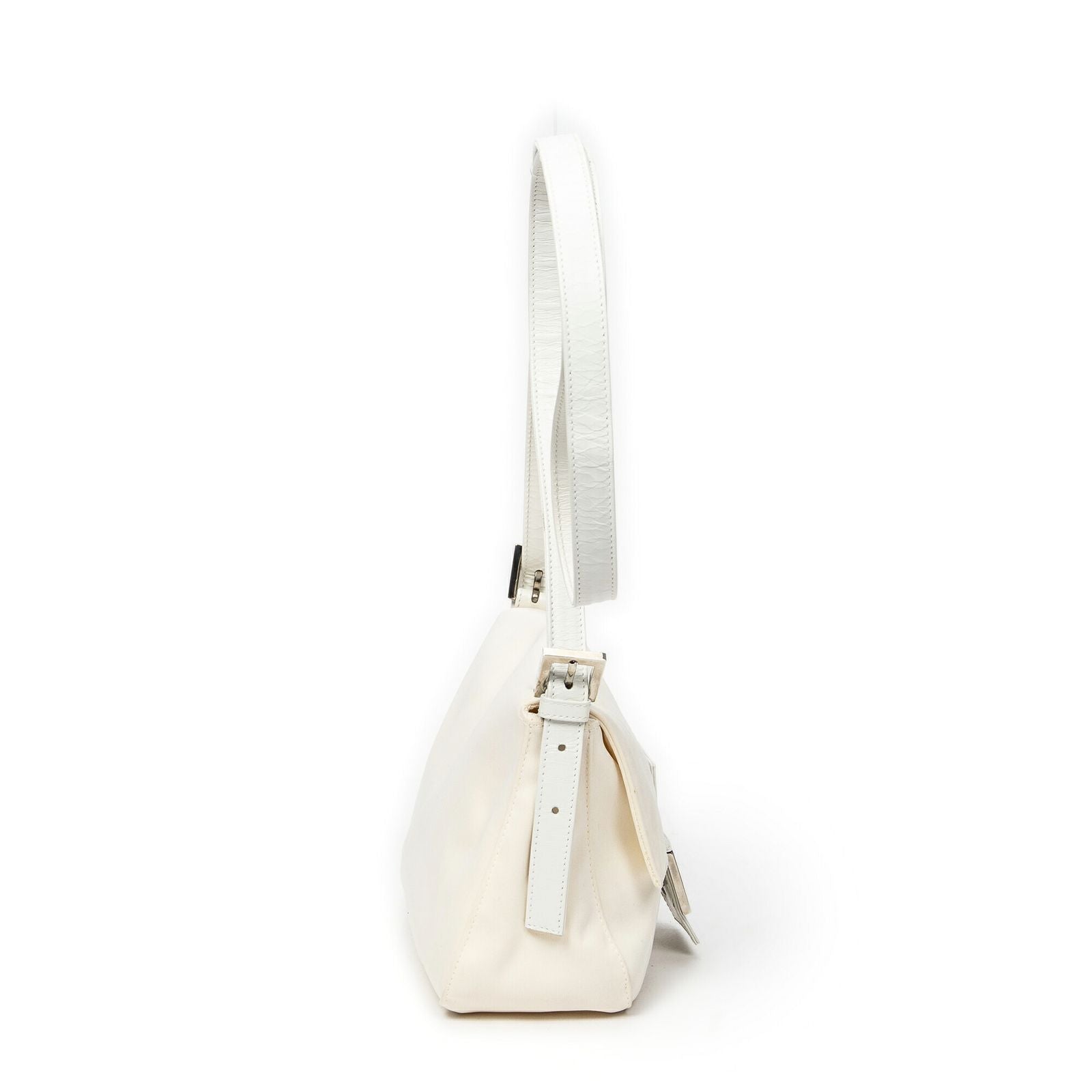 Fendi Flap Cross Ivory White Canvas Crossbody — view 4