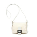 Fendi Flap Cross Ivory White Canvas Crossbody