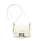 Fendi Flap Cross Ivory White Canvas Crossbody