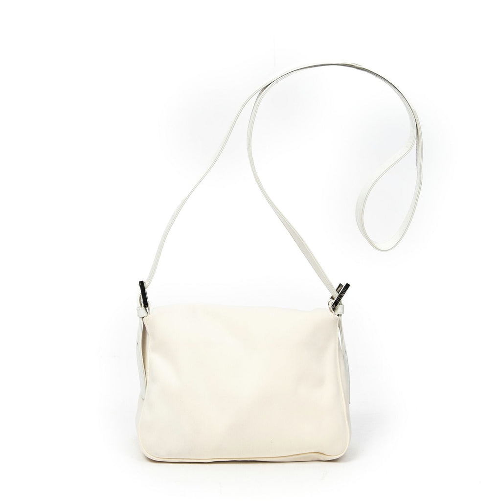 Fendi Flap Cross Ivory White Canvas Crossbody — view 5