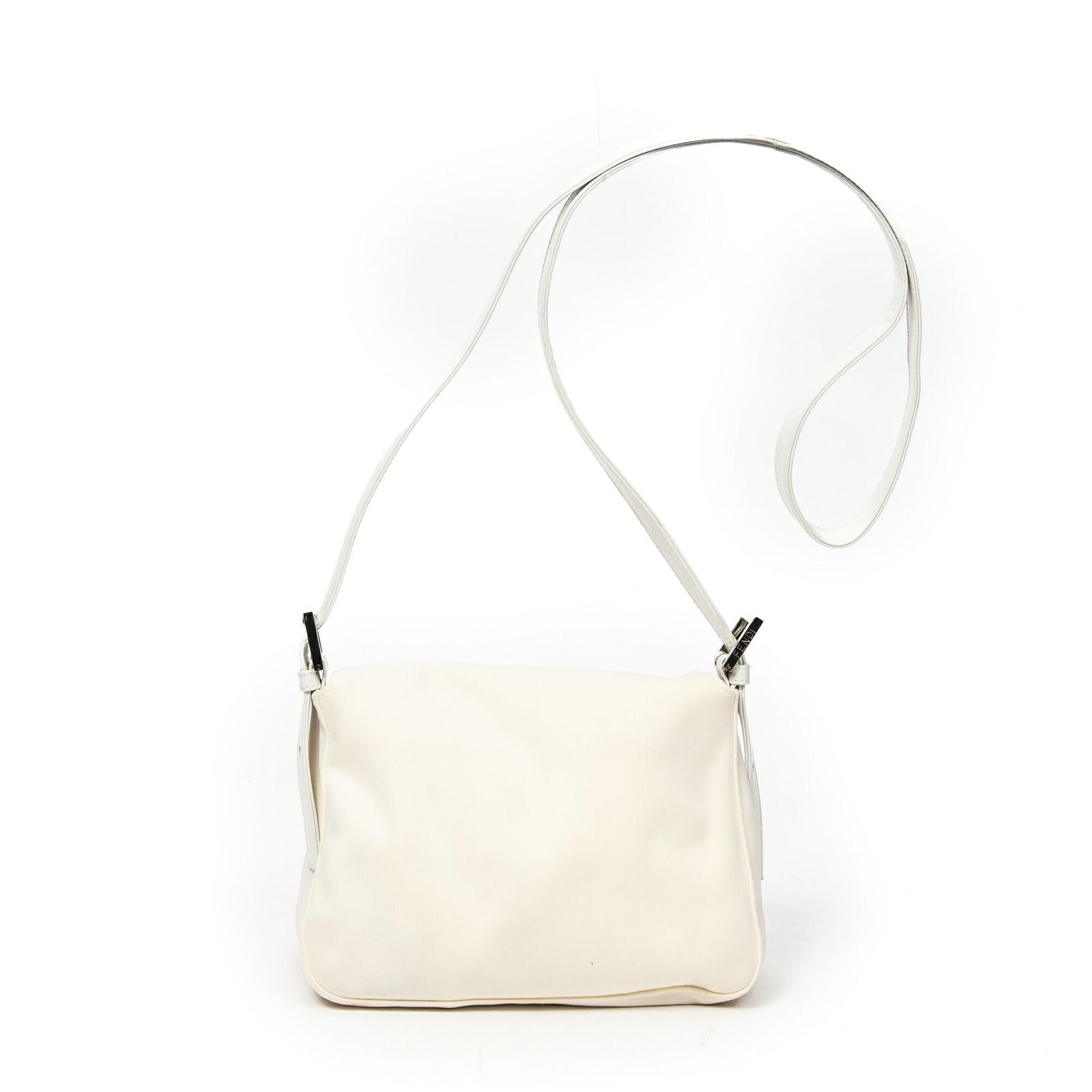 Fendi Flap Cross Ivory White Canvas Crossbody — view 5