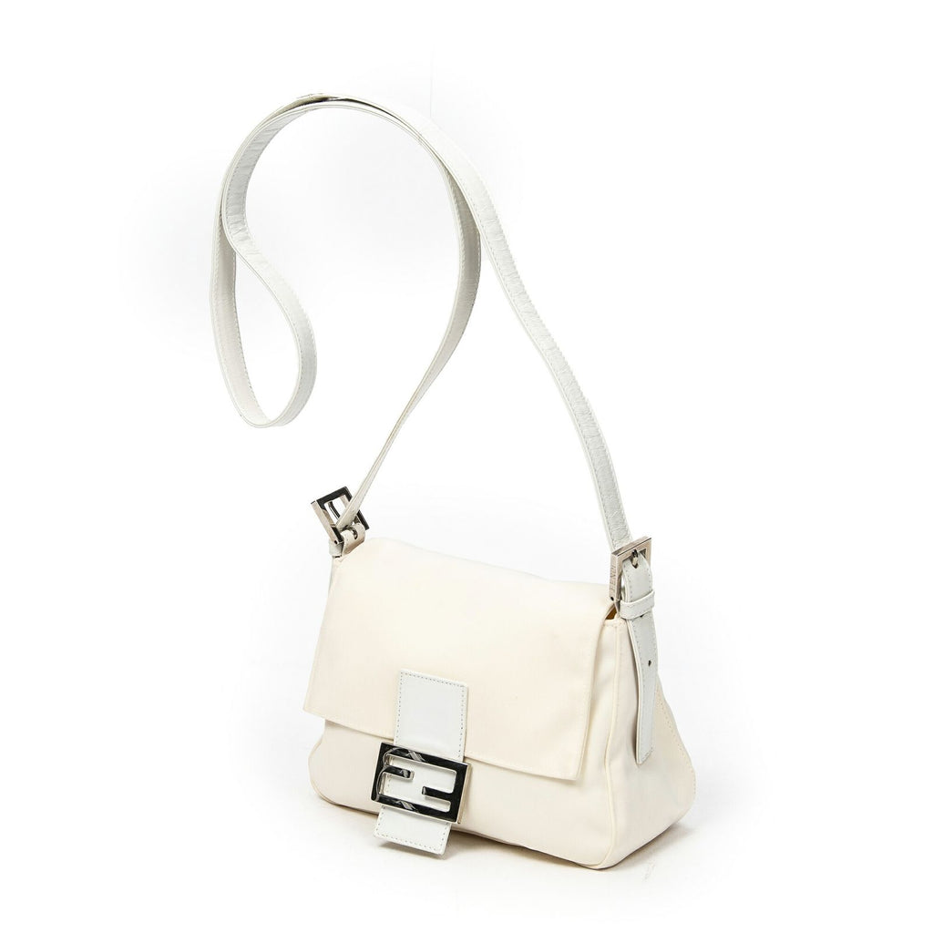 Fendi Flap Cross Ivory White Canvas Crossbody — view 2