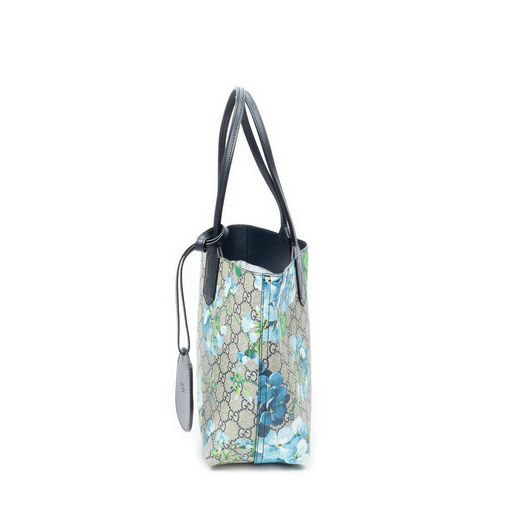 Gucci Blooms Reversible Tote Blue Gray Navy Muse Supreme Canvas — view 3
