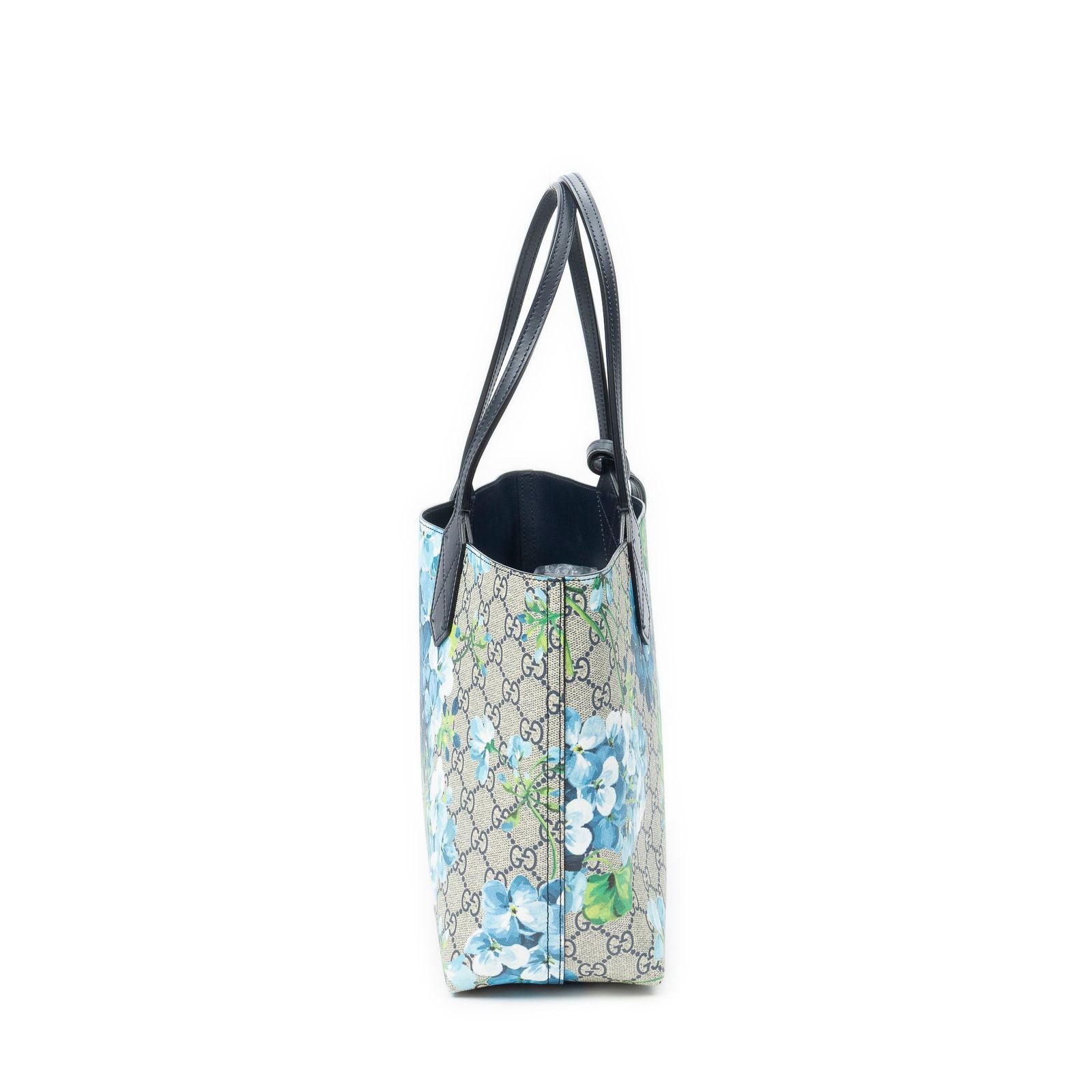 Gucci Blooms Reversible Tote Blue Gray Navy Muse Supreme Canvas — view 4