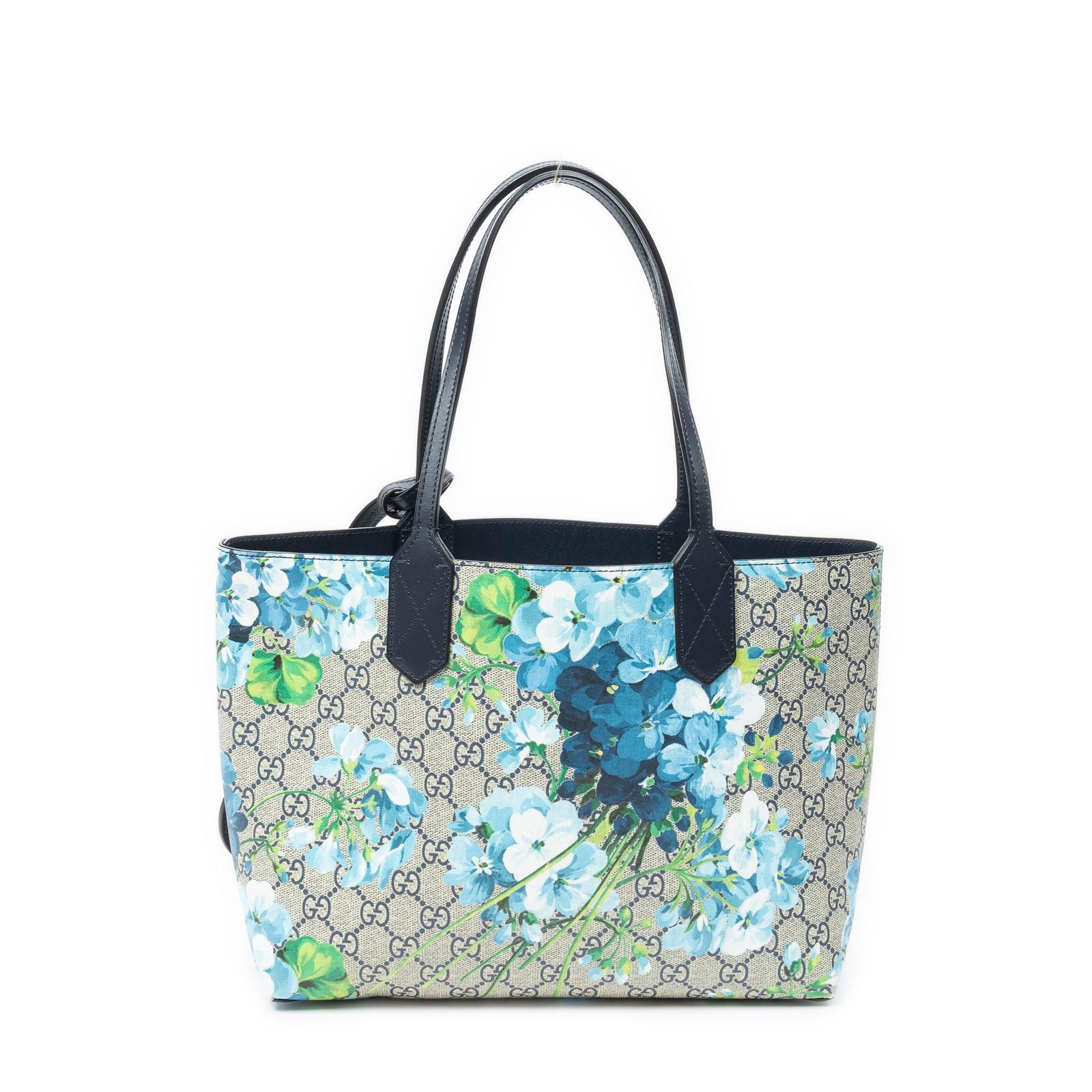 Gucci Blooms Reversible Tote Blue Gray Navy Muse Supreme Canvas — view 5