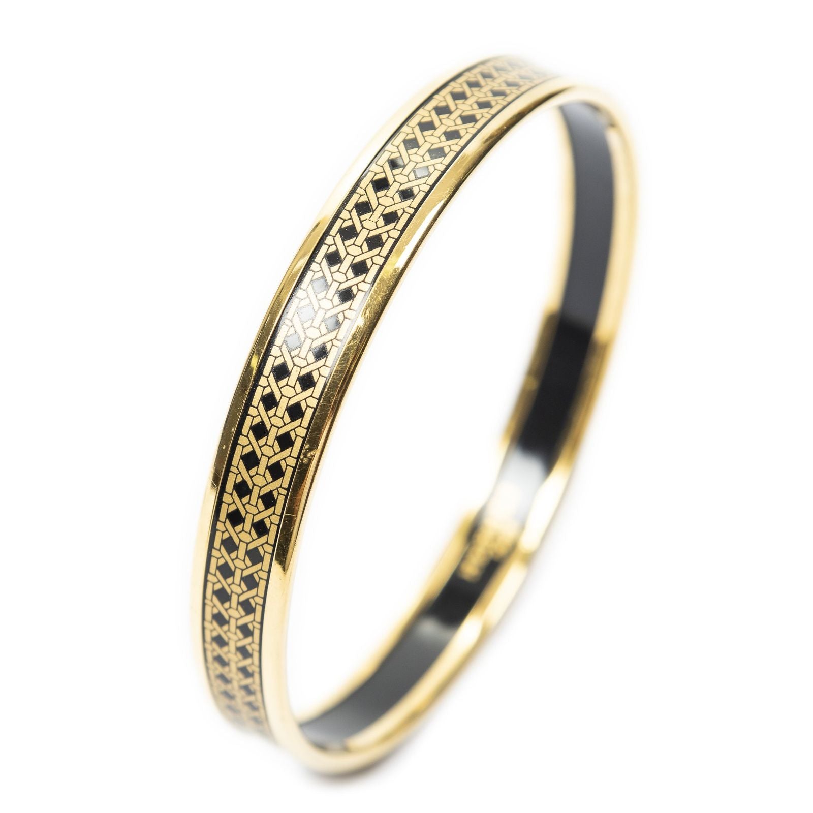 Hermes Enamel Bangle Geometric Diamond Motifa Bracelet