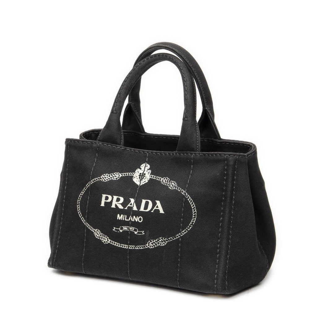 Prada Canapa Small Tote Black Canvas — view 2
