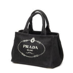 Prada Canapa Small Tote Black Canvas — view 2