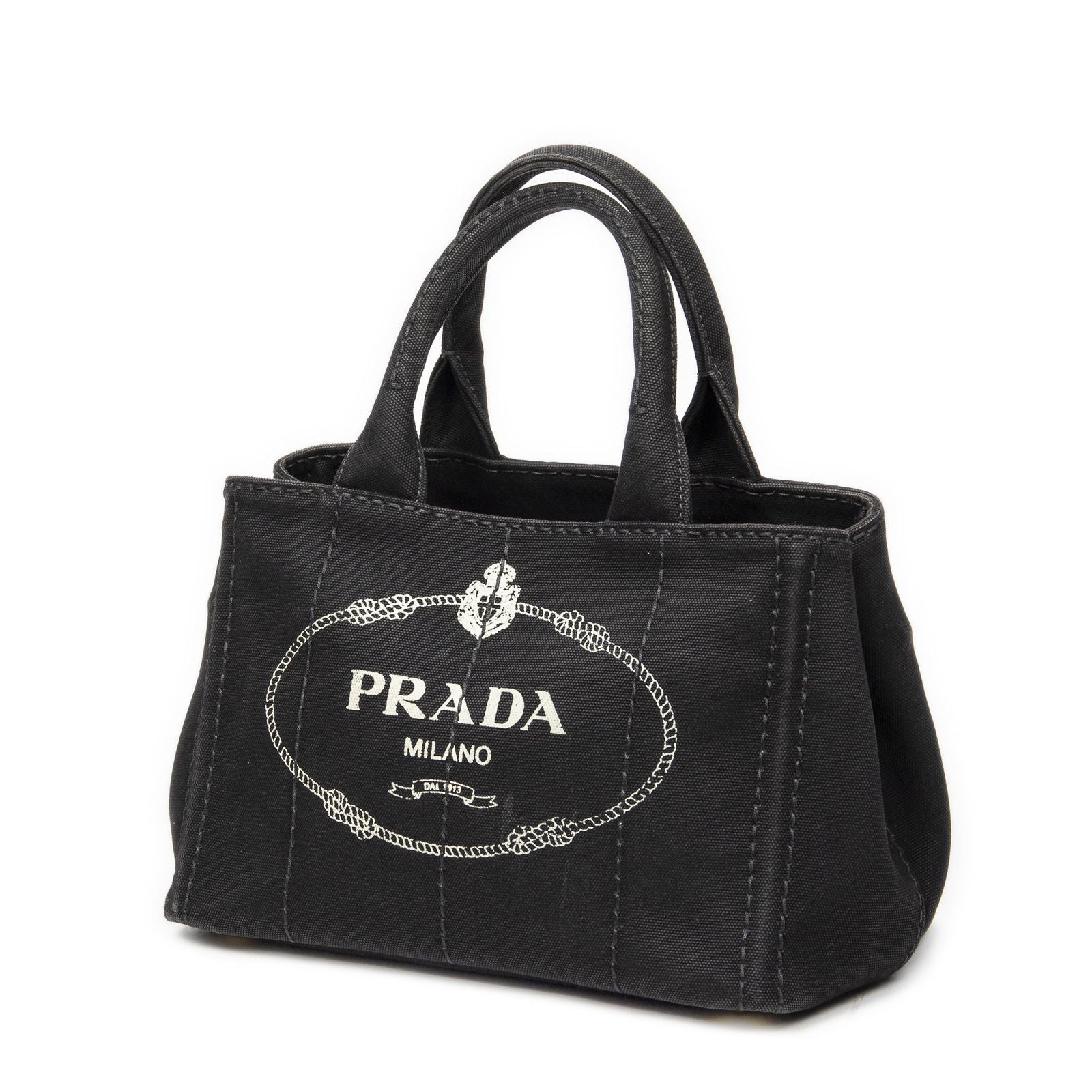 Prada Canapa Small Tote Black Canvas — view 2