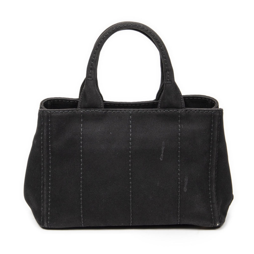 Prada Canapa Small Tote Black Canvas — view 5