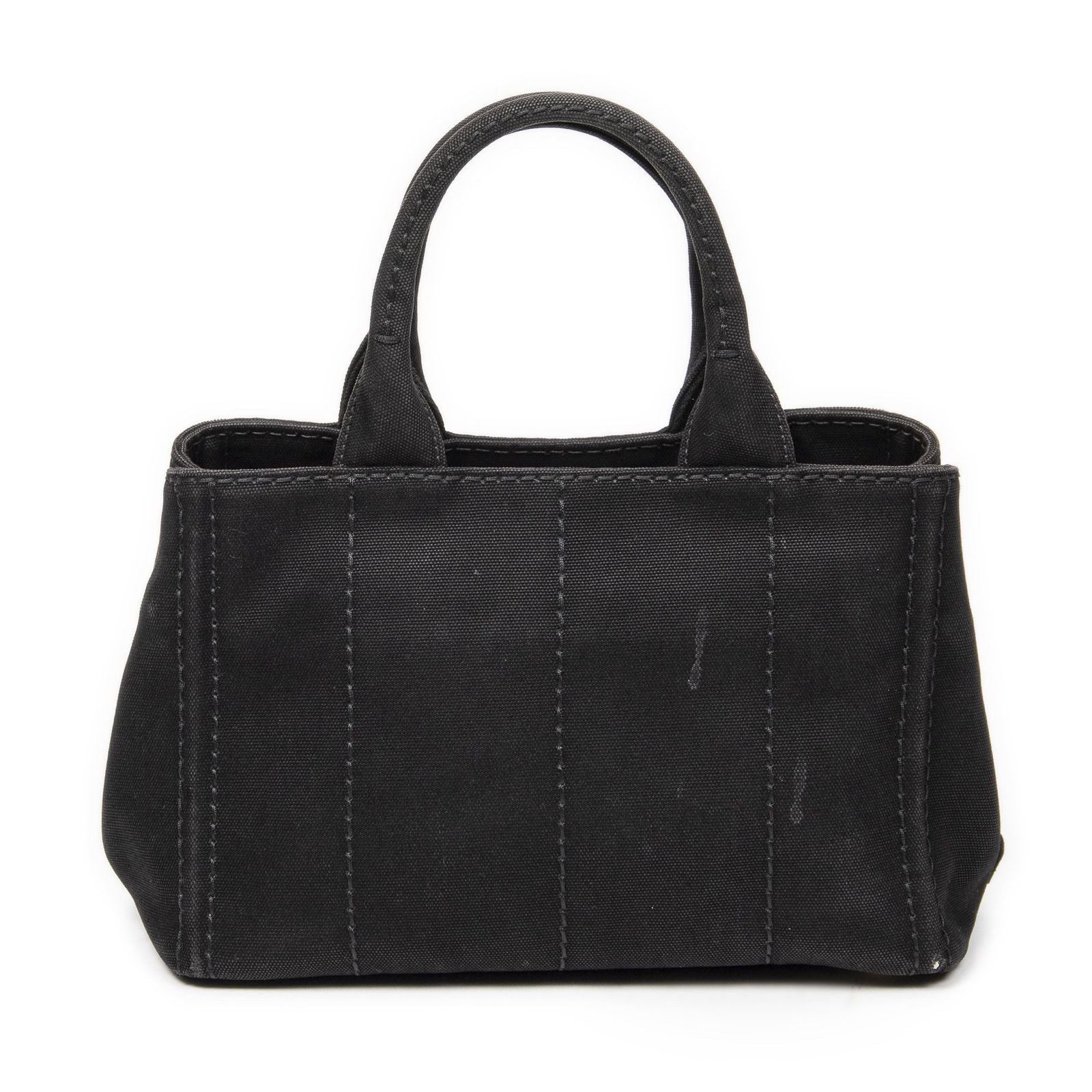 Prada Canapa Small Tote Black Canvas — view 5