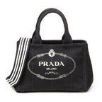 Prada Canapa Small Tote Black Canvas