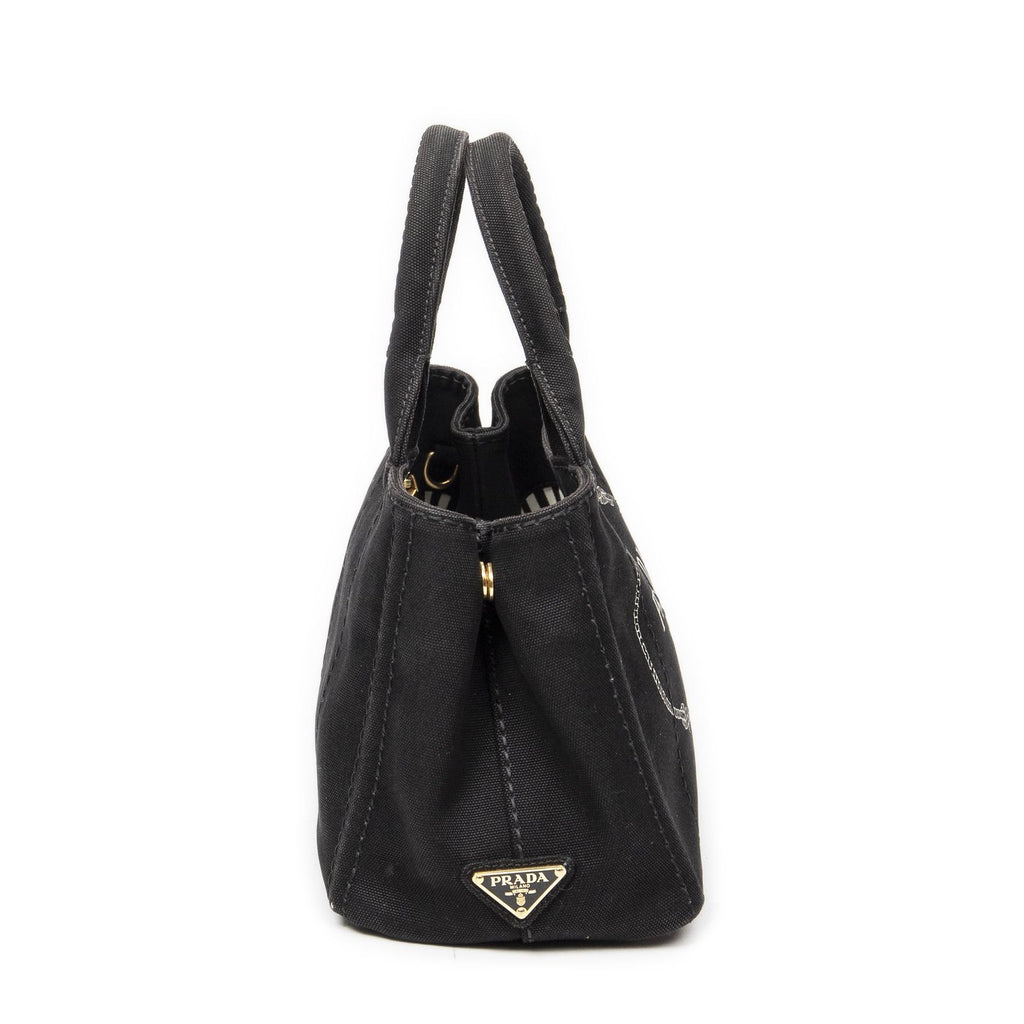 Prada Canapa Small Tote Black Canvas — view 4