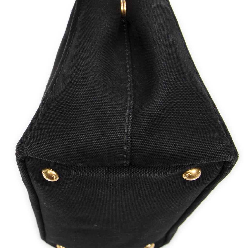Prada Canapa Small Tote Black Canvas — view 8