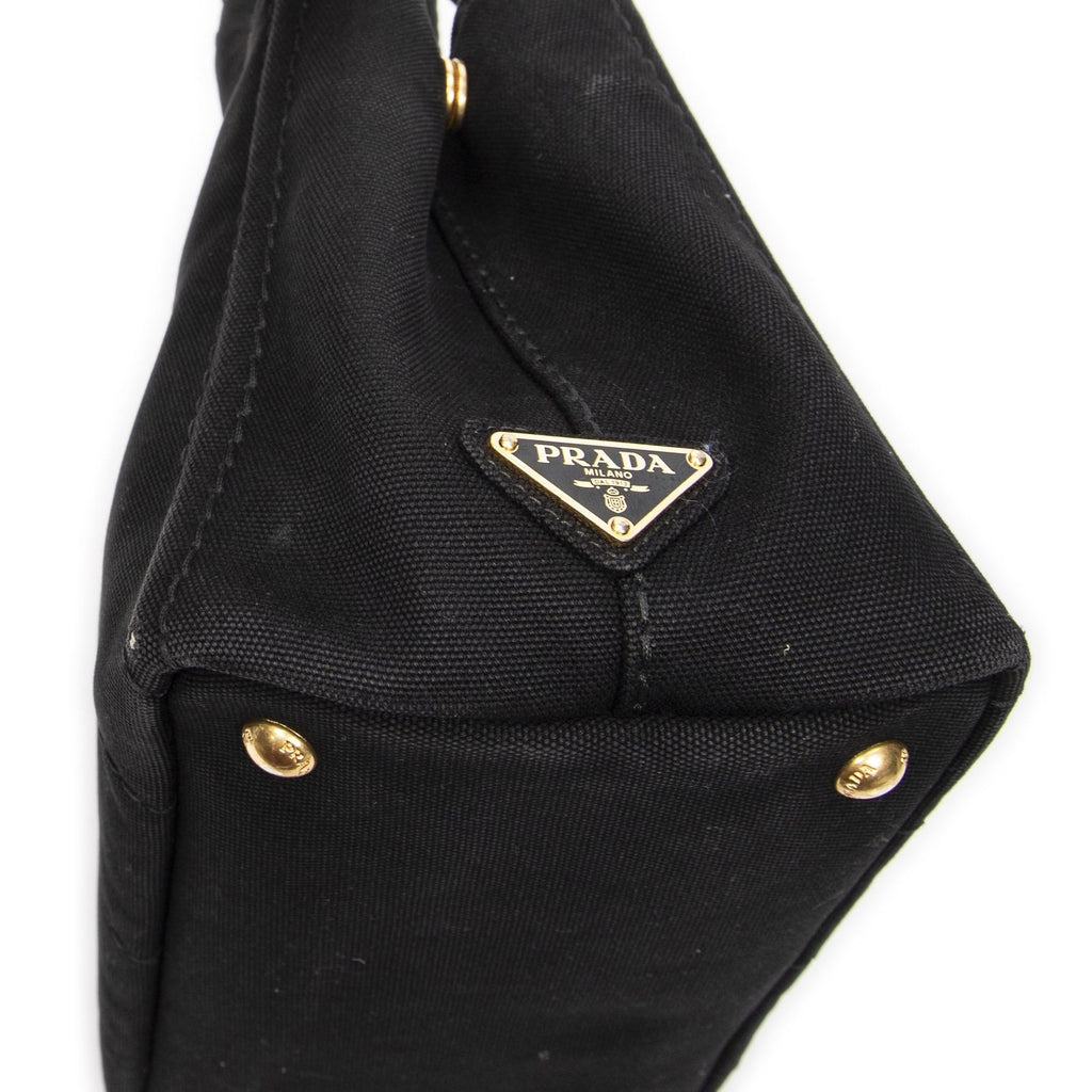 Prada Canapa Small Tote Black Canvas — view 7