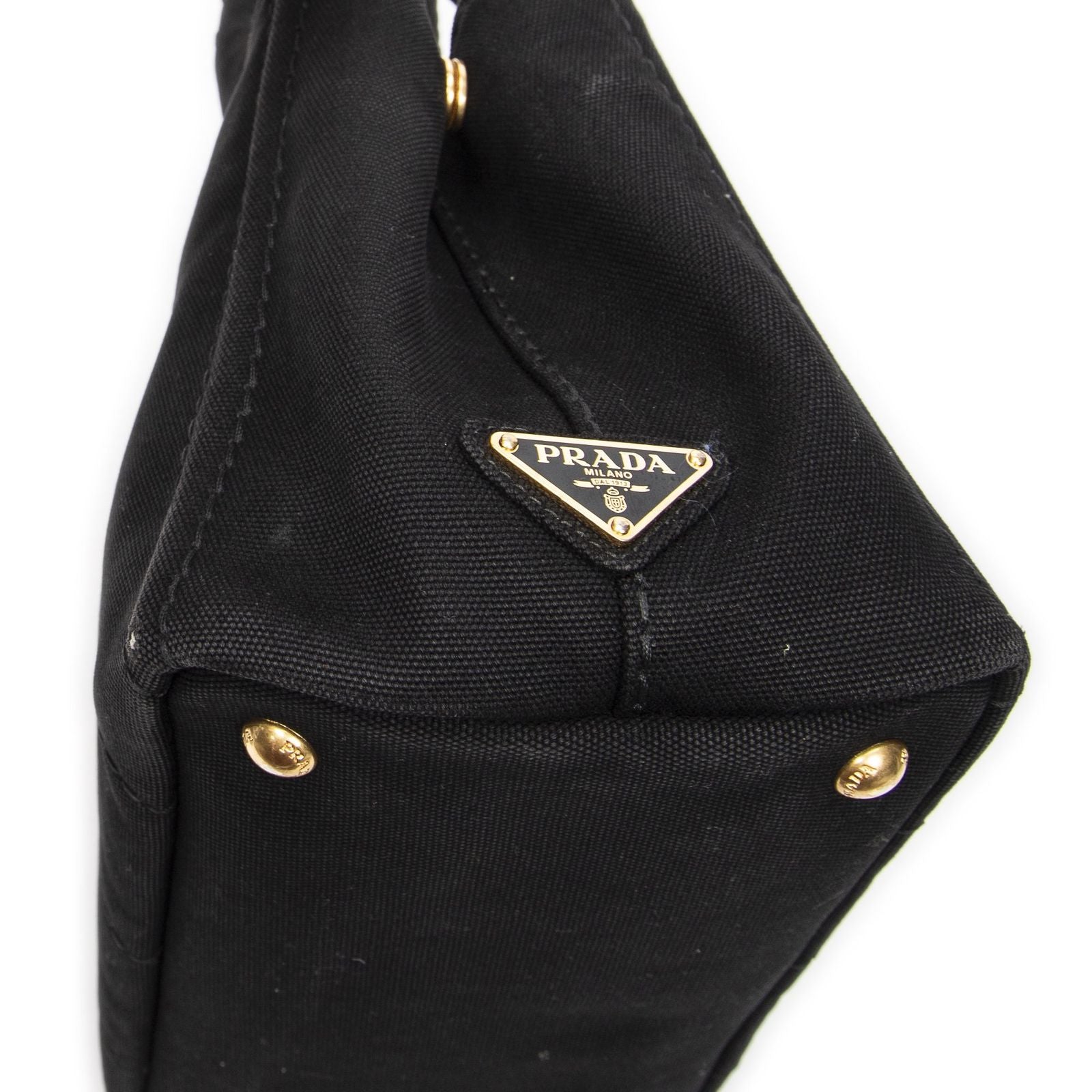 Prada Canapa Small Tote Black Canvas — view 7