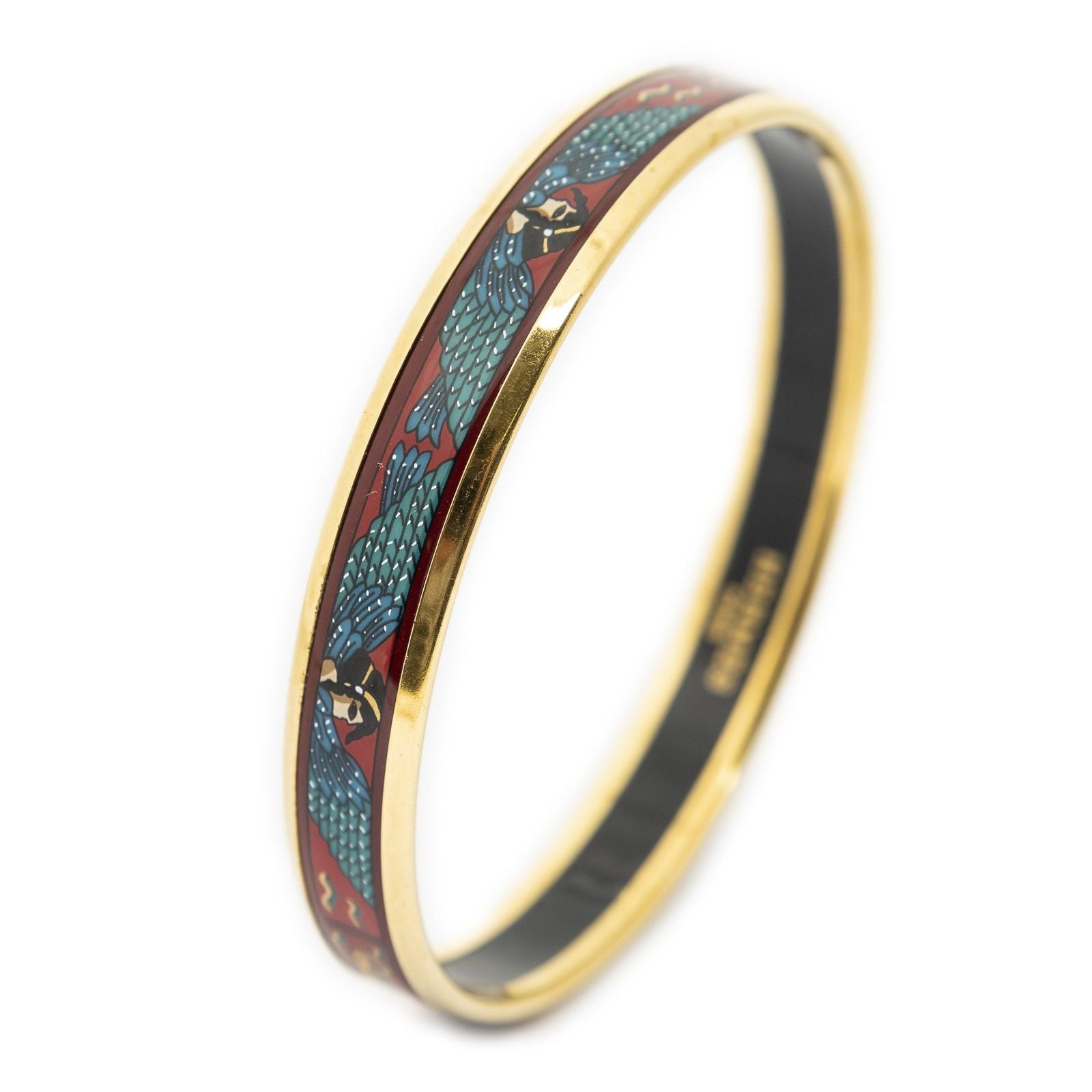 Hermes Enamel Bangle Red Green Wings Motifa Bracelet