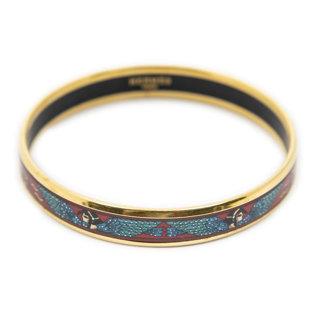 Hermes Enamel Bangle Red Green Wings Motifa Bracelet — view 2