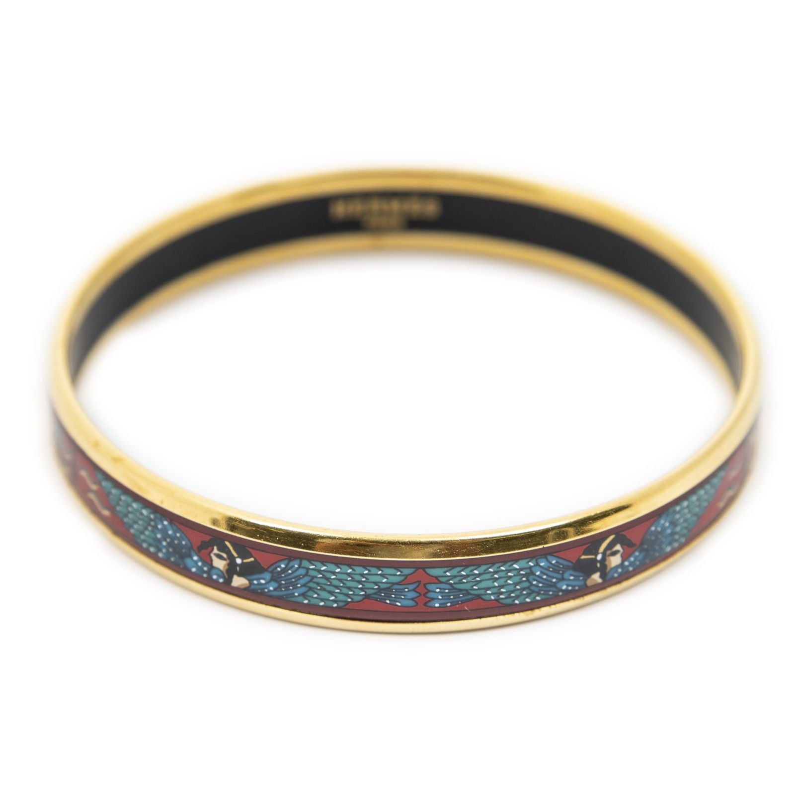 Hermes Enamel Bangle Red Green Wings Motifa Bracelet — view 2