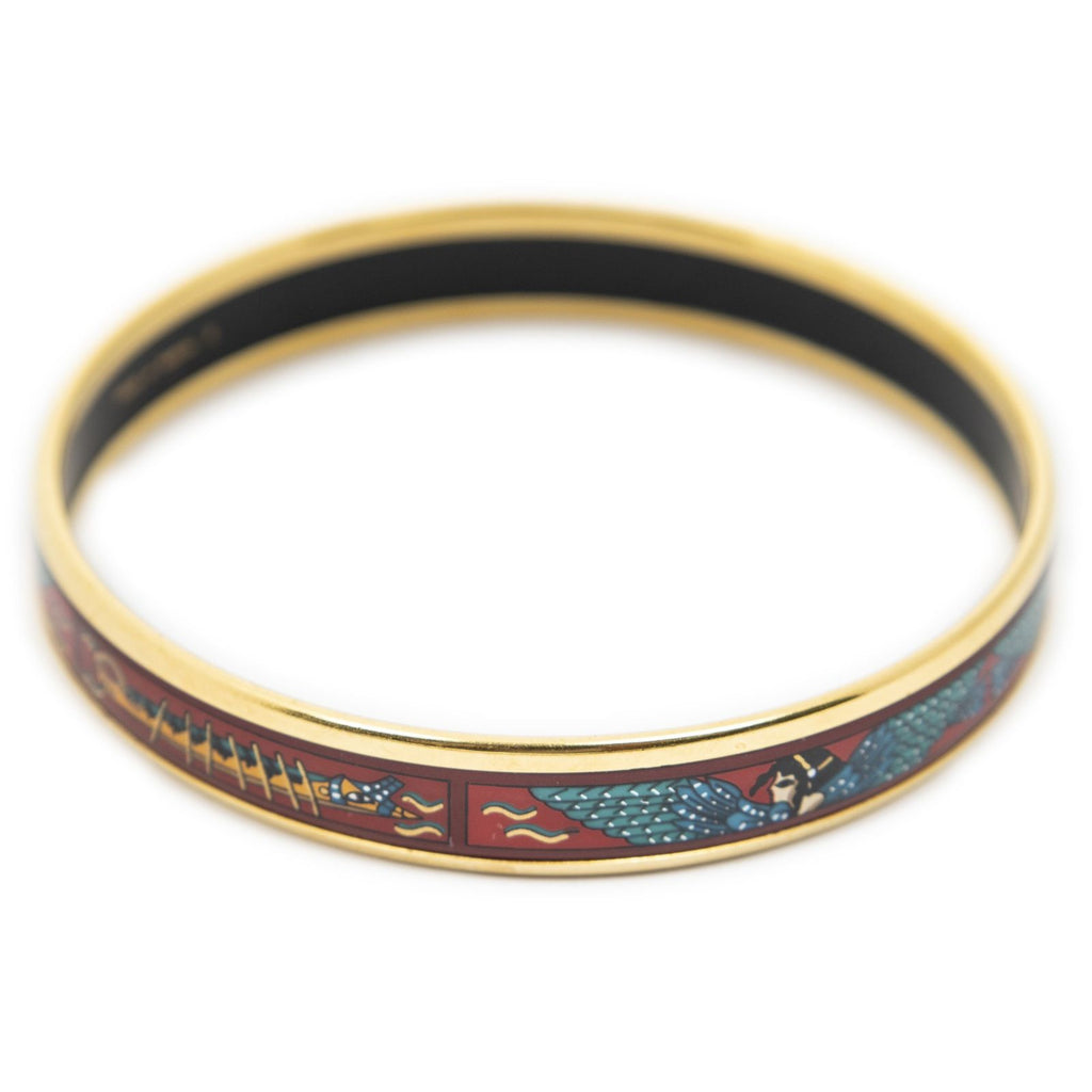 Hermes Enamel Bangle Red Green Wings Motifa Bracelet — view 3
