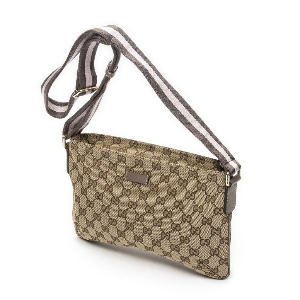 Gucci Small Web Zip Crossbody Beige Pink GG Canvas — view 2