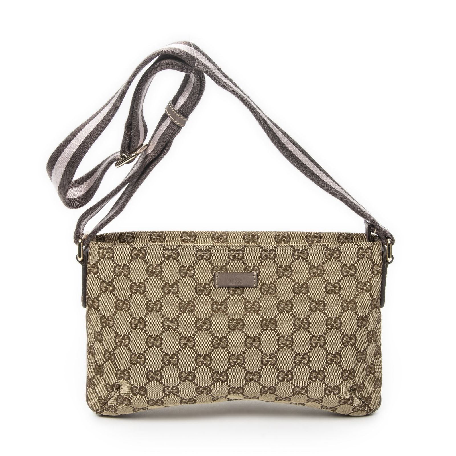 Gucci Small Web Zip Crossbody Beige Pink GG Canvas