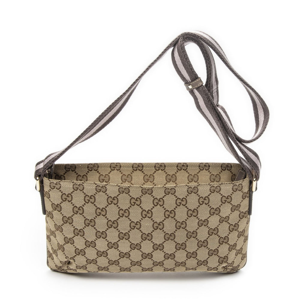 Gucci Small Web Zip Crossbody Beige Pink GG Canvas — view 5
