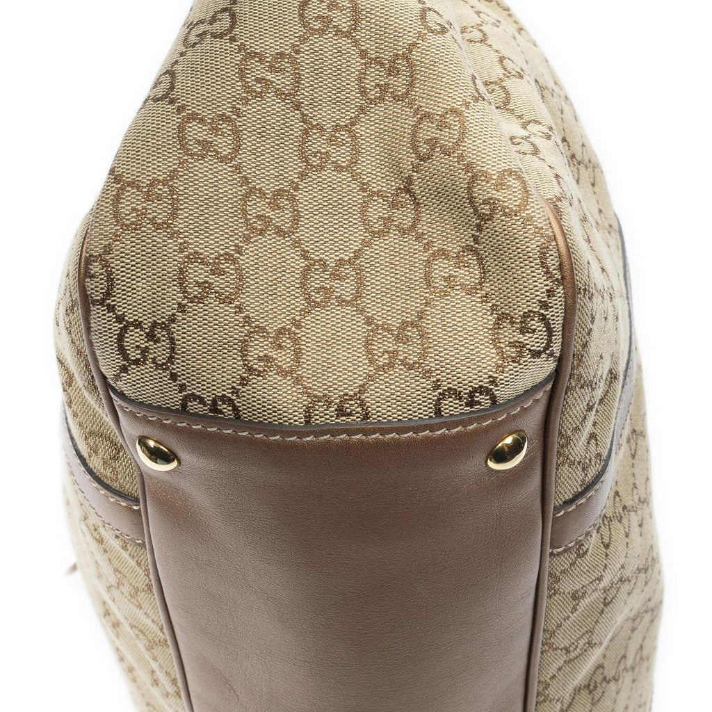 Gucci Large Twins Tote Beige Brown Metallic GG Canvas — view 8