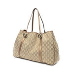 Gucci Large Twins Tote Beige Brown Metallic GG Canvas — view 2