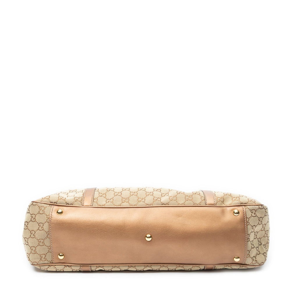 Gucci Large Twins Tote Beige Brown Metallic GG Canvas — view 6