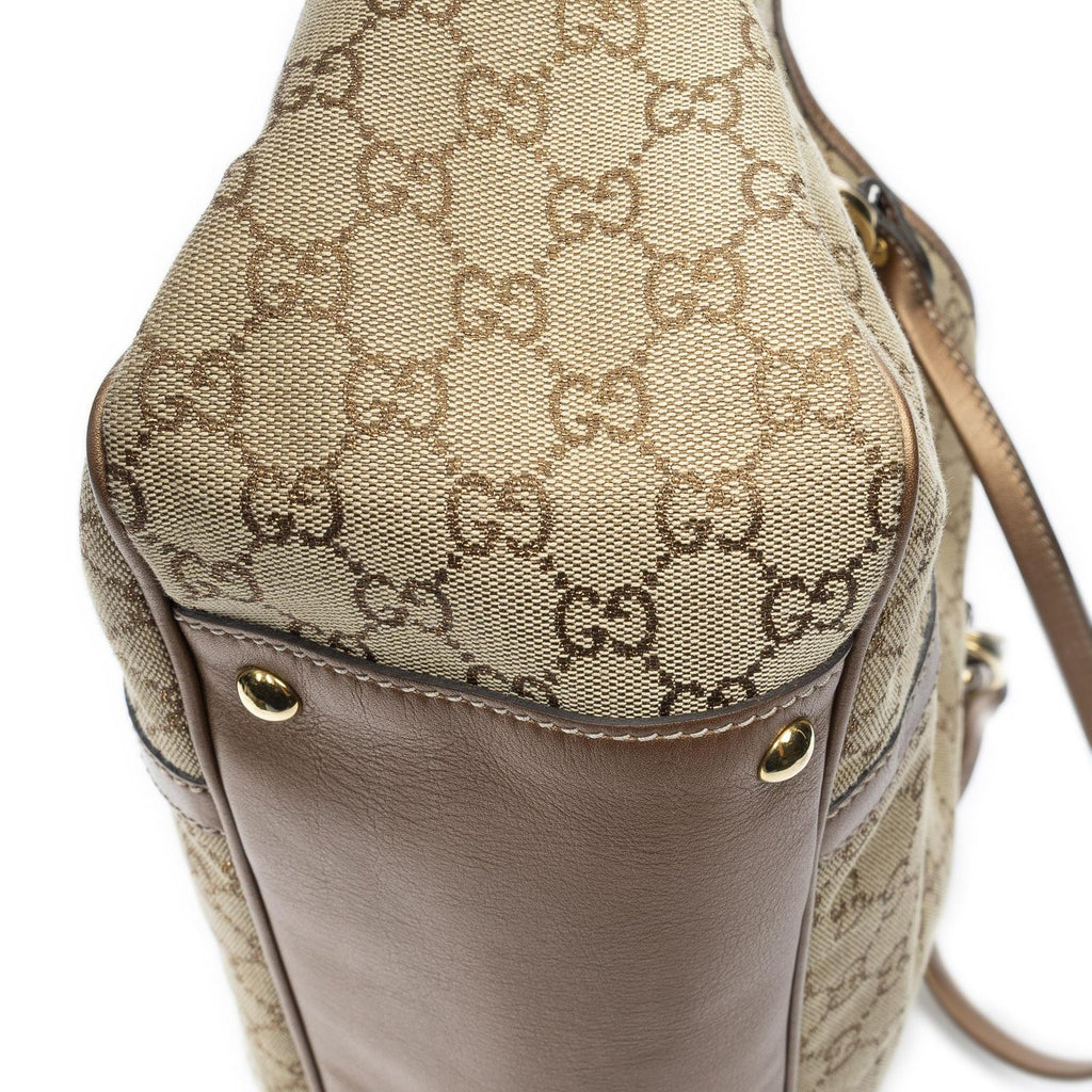 Gucci Large Twins Tote Beige Brown Metallic GG Canvas — view 7