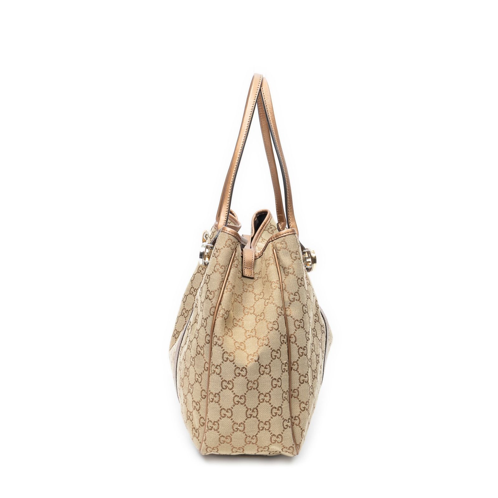 Gucci Large Twins Tote Beige Brown Metallic GG Canvas — view 3