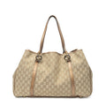 Gucci Large Twins Tote Beige Brown Metallic GG Canvas