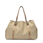 Gucci Large Twins Tote Beige Brown Metallic GG Canvas